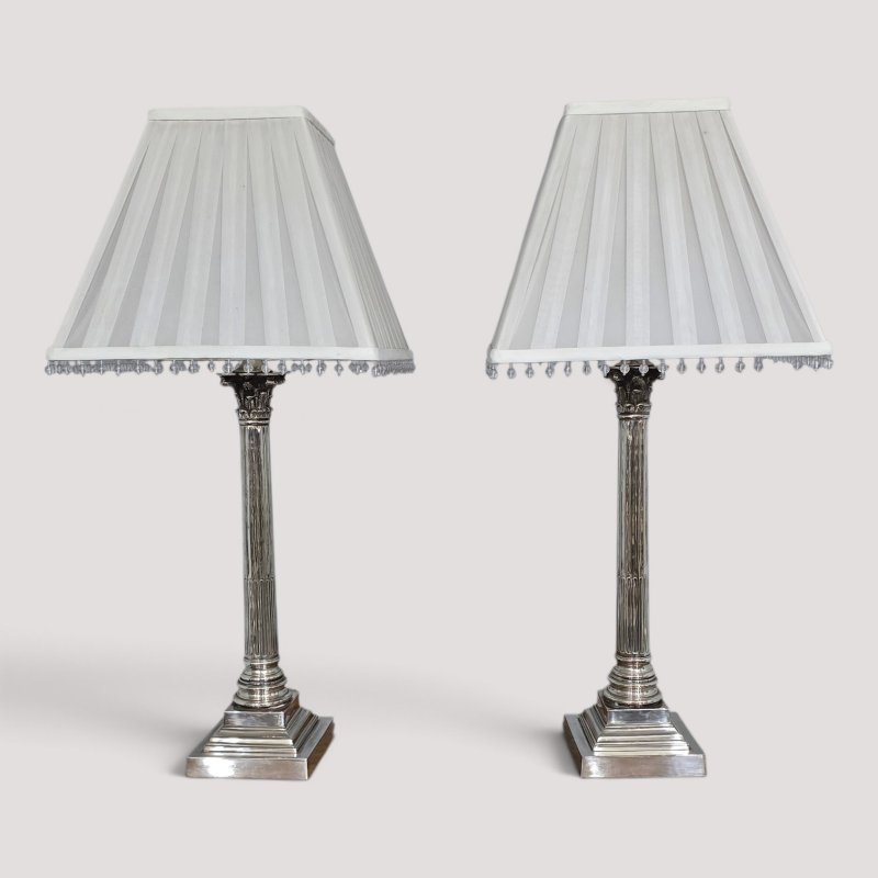 Top Quality Pair Silver Plated Table Lamps