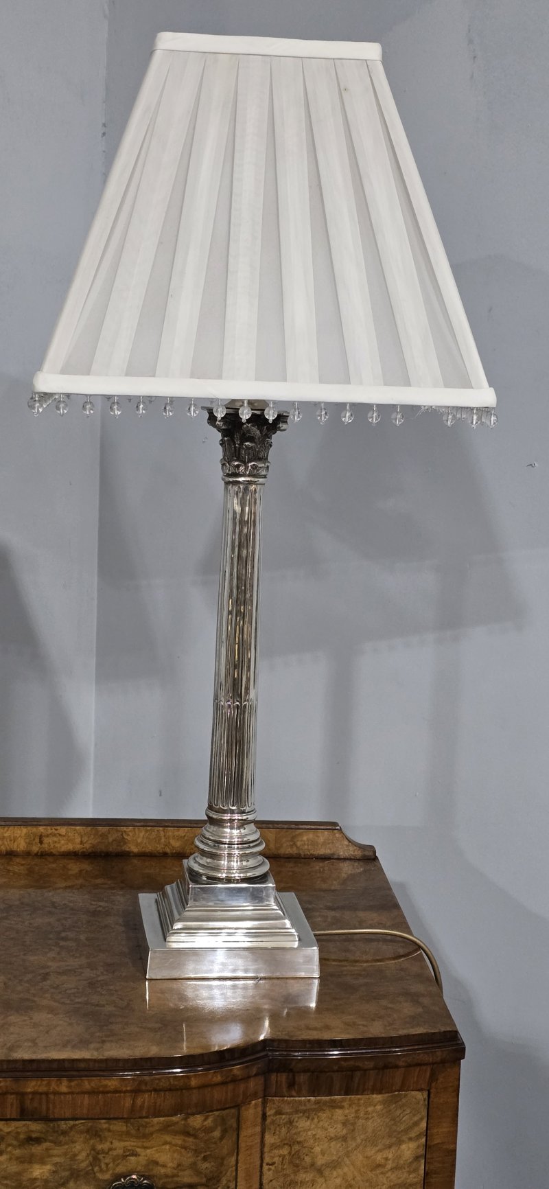 Top Quality Pair Silver Plated Table Lamps - Image 9