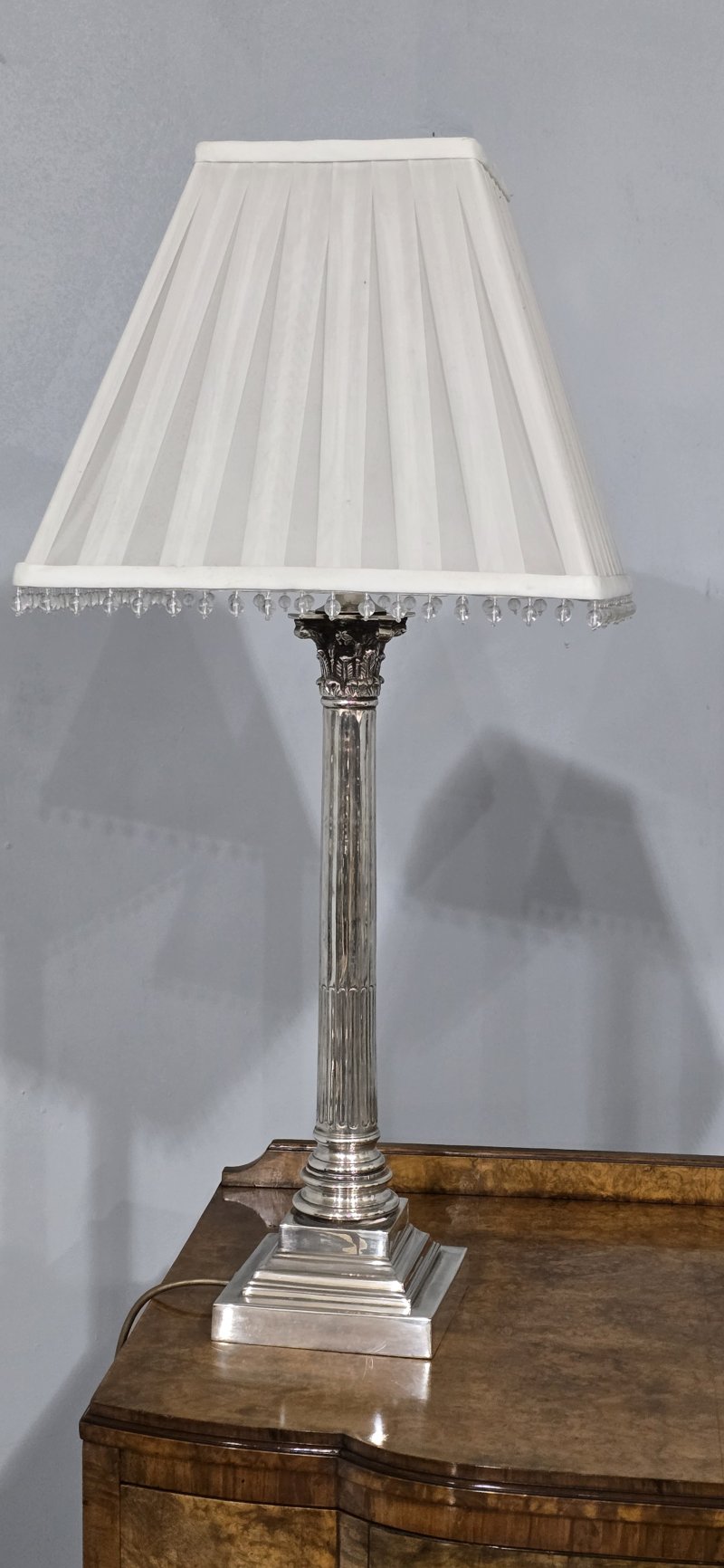 Top Quality Pair Silver Plated Table Lamps - Image 10