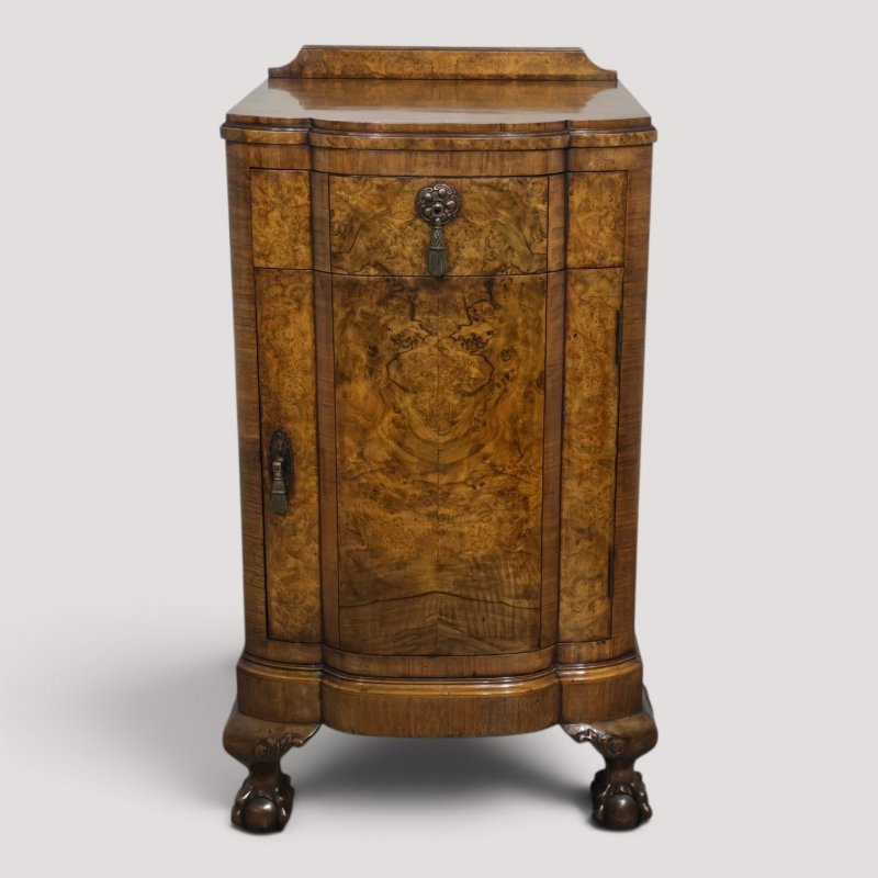 Small Burr Walnut Queen Anne Side Cabinet