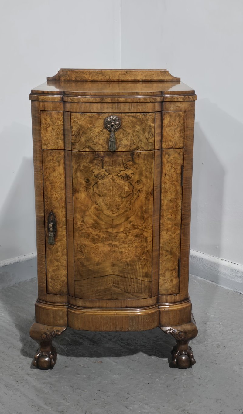 Small Burr Walnut Queen Anne Side Cabinet - Image 2