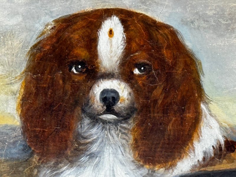 English Country House King Charles Spaniels Victorian Oil Painting Circa 1880 - Image 4