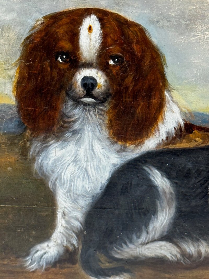 English Country House King Charles Spaniels Victorian Oil Painting Circa 1880 - Image 6