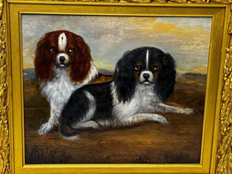 English Country House King Charles Spaniels Victorian Oil Painting Circa 1880 - Image 13