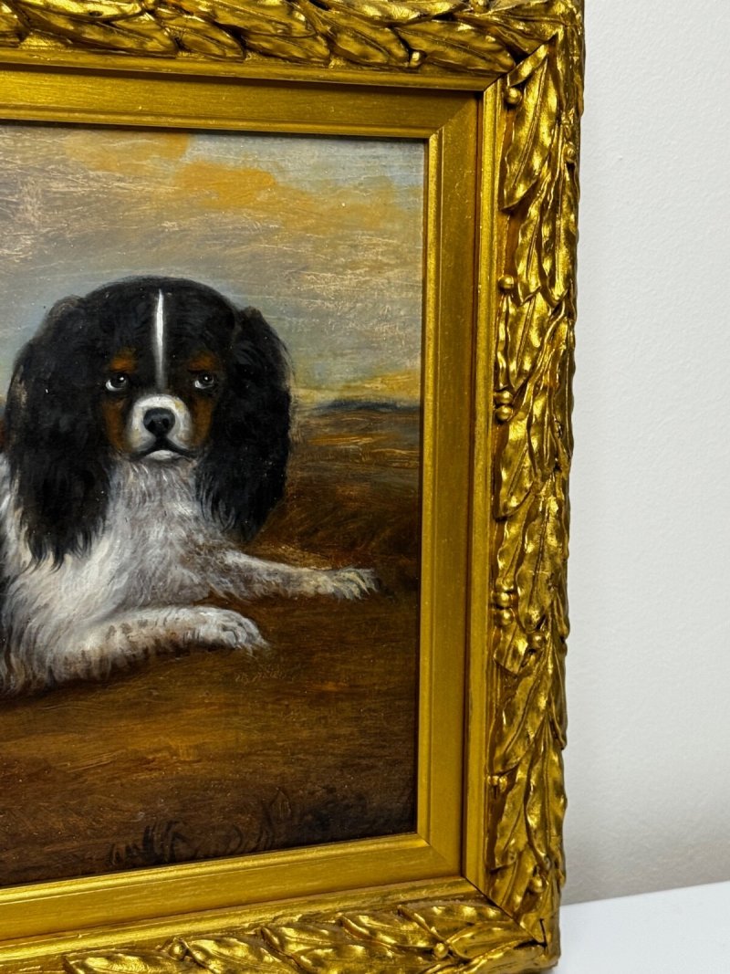 English Country House King Charles Spaniels Victorian Oil Painting Circa 1880 - Image 14