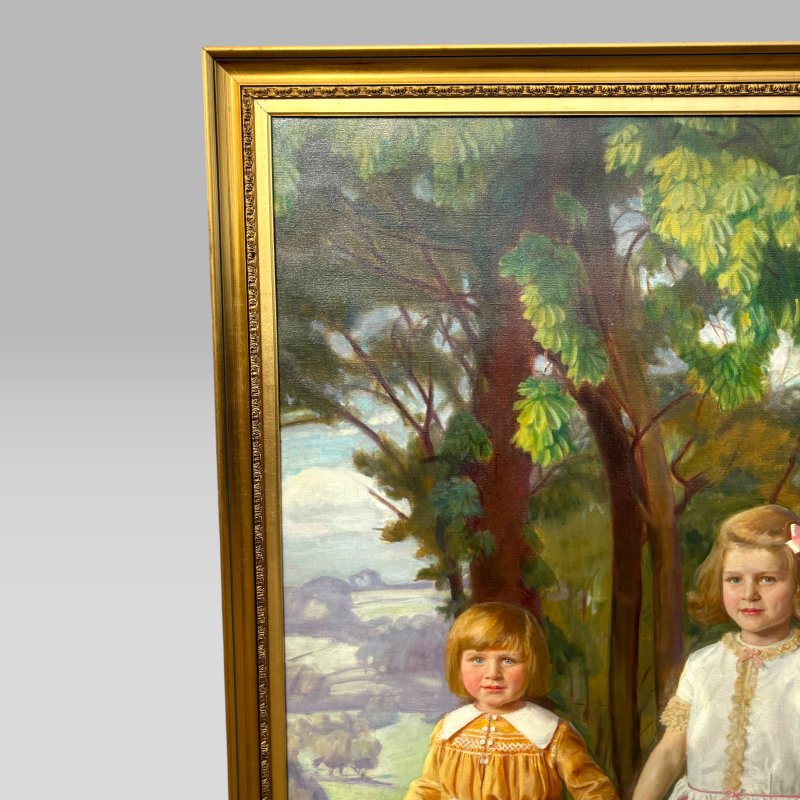 British Portrait Oil Painting of the Turbutt Children by George F. Bird, 1929 - Image 9