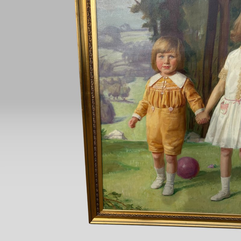 British Portrait Oil Painting of the Turbutt Children by George F. Bird, 1929 - Image 3