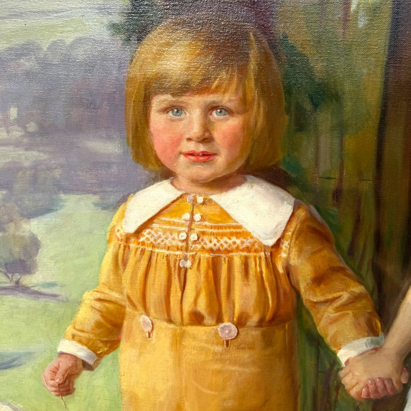 British Portrait Oil Painting of the Turbutt Children by George F. Bird, 1929 - Image 12