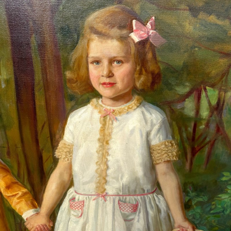 British Portrait Oil Painting of the Turbutt Children by George F. Bird, 1929 - Image 13