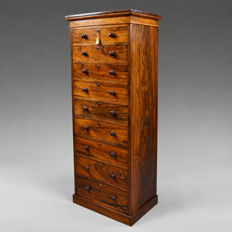 A Lovely Quality Rosewood Tall Chest Of Drawers - Image 2