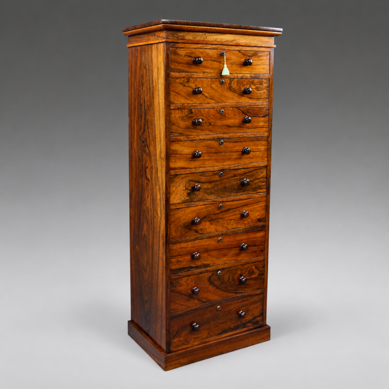 A Lovely Quality Rosewood Tall Chest Of Drawers - Image 5
