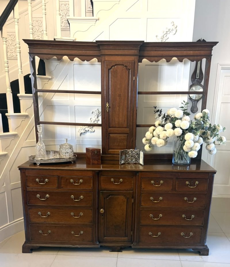 Outstanding Quality Antique Georgian Lancashire Oak Dresser And Plate Rack - Image 5