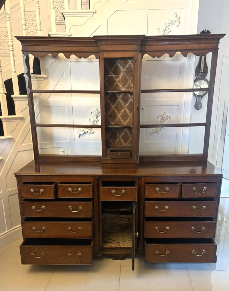 Outstanding Quality Antique Georgian Lancashire Oak Dresser And Plate Rack - Image 4