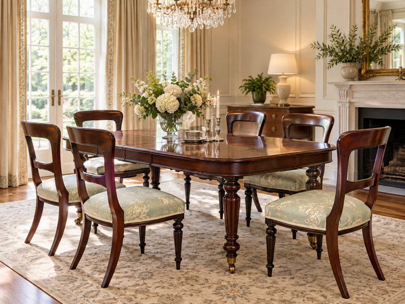 Antique Victorian Set of Six Mahogany Dining Chairs with Reeded Legs - Image 3