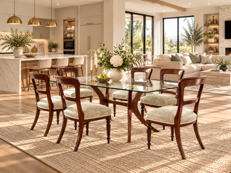 Antique Victorian Set of Six Mahogany Dining Chairs with Reeded Legs - Image 2