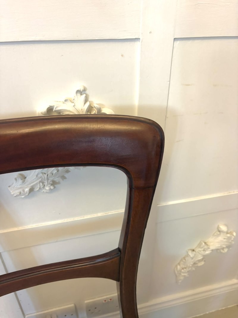 Antique Victorian Set of Six Mahogany Dining Chairs with Reeded Legs - Image 12
