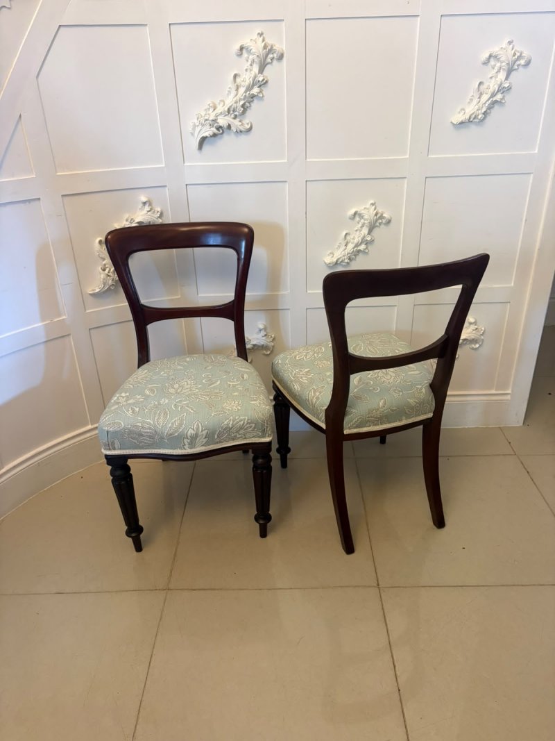 Antique Victorian Set of Six Mahogany Dining Chairs with Reeded Legs - Image 4