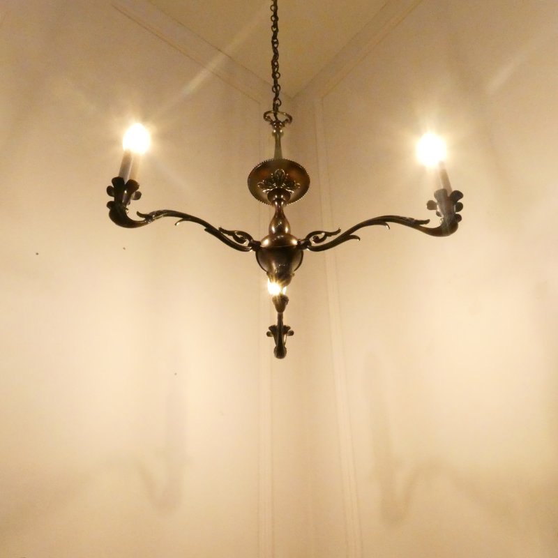 Early 20th Century Dutch Bronze Chandelier - Image 3