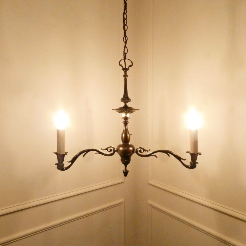 Early 20th Century Dutch Bronze Chandelier - Image 2