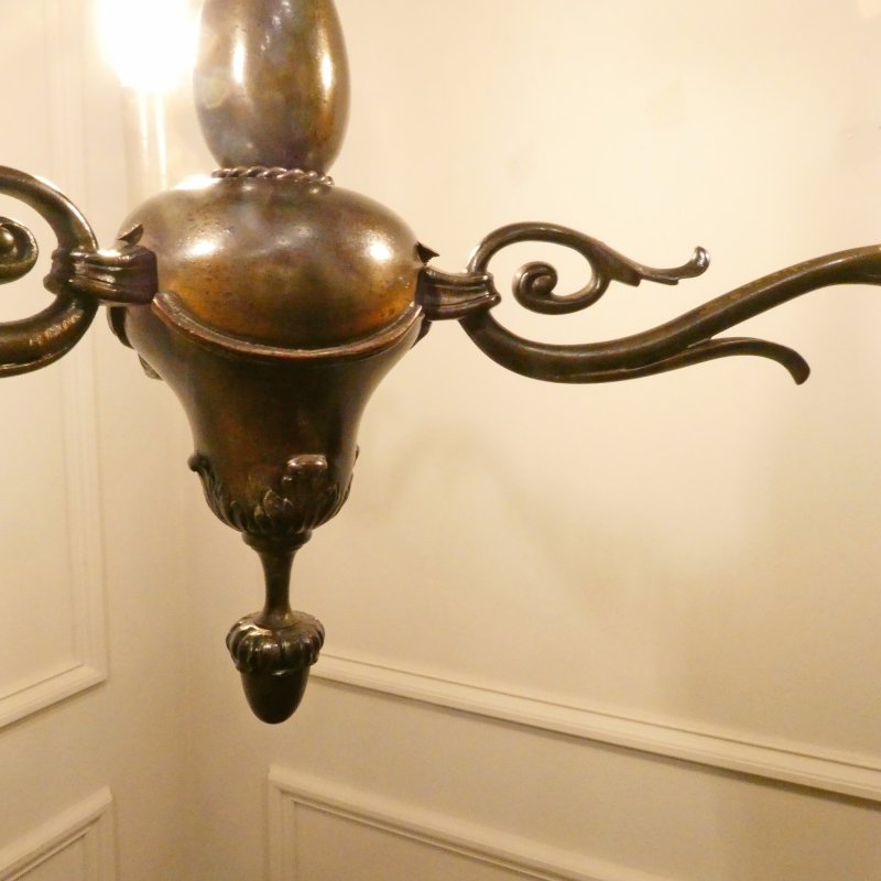 Early 20th Century Dutch Bronze Chandelier - Image 4