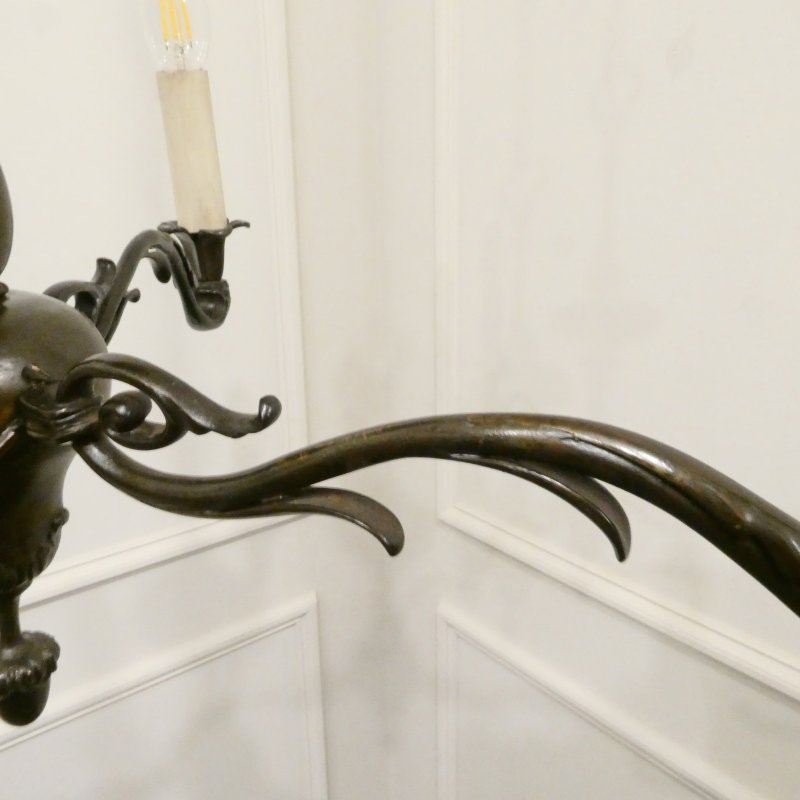 Early 20th Century Dutch Bronze Chandelier - Image 7