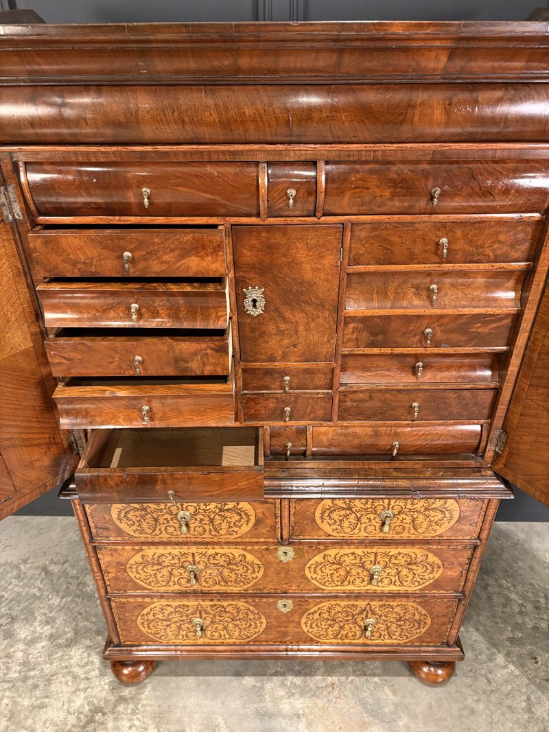 William & Mary Walnut Cabinet on Stand - Image 9