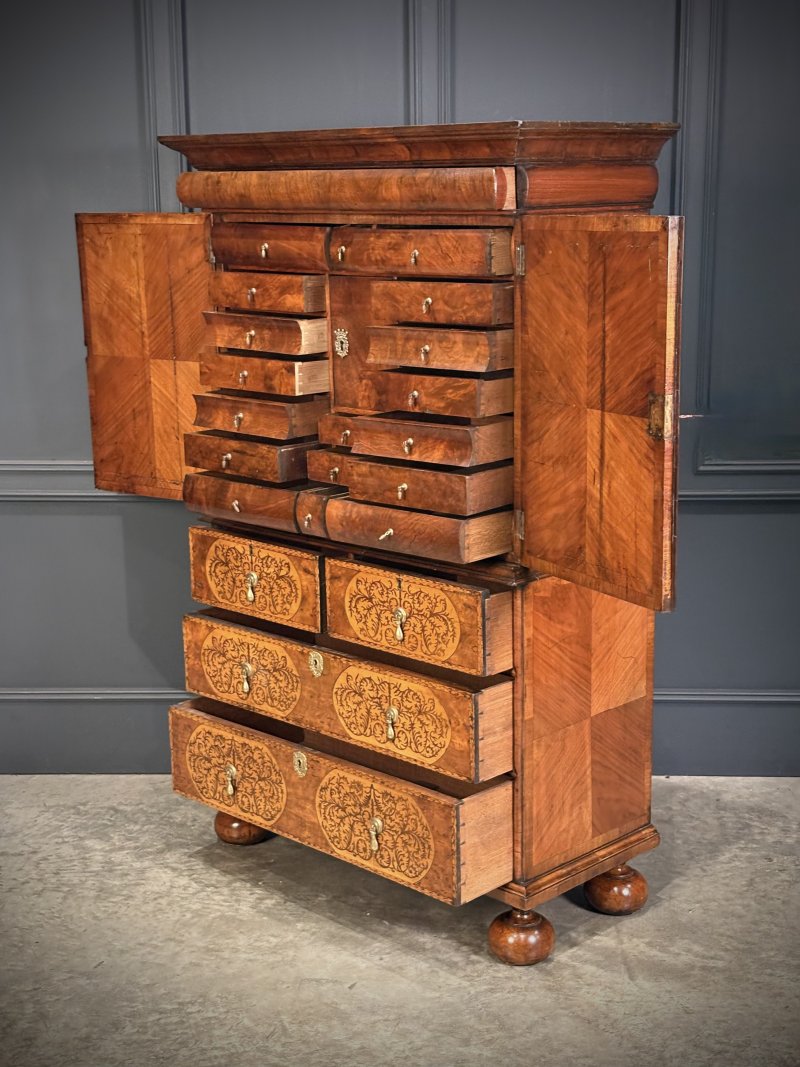 William & Mary Walnut Cabinet on Stand - Image 11