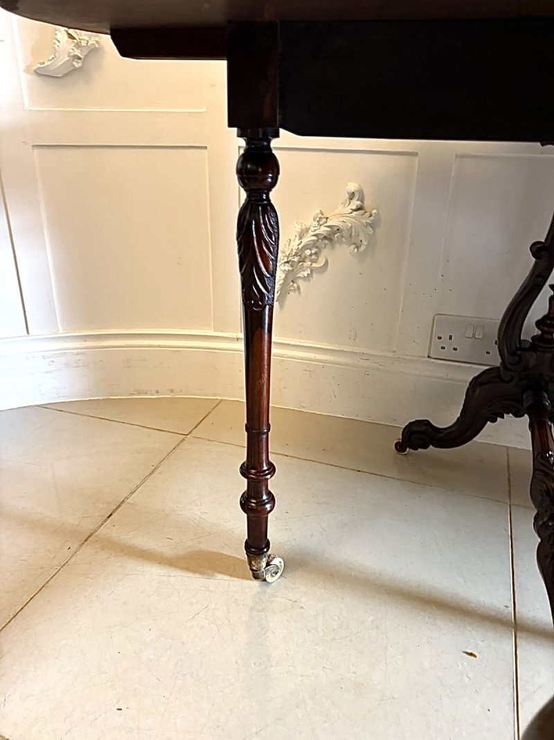 Antique Victorian Rosewood Drop Leaf Sutherland Occasional Table - Image 9