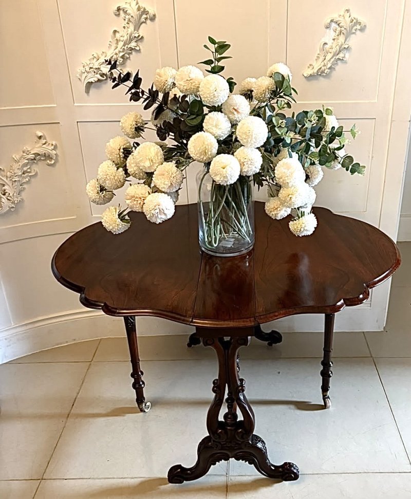 Antique Victorian Rosewood Drop Leaf Sutherland Occasional Table - Image 4