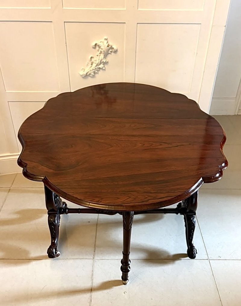 Antique Victorian Rosewood Drop Leaf Sutherland Occasional Table - Image 5