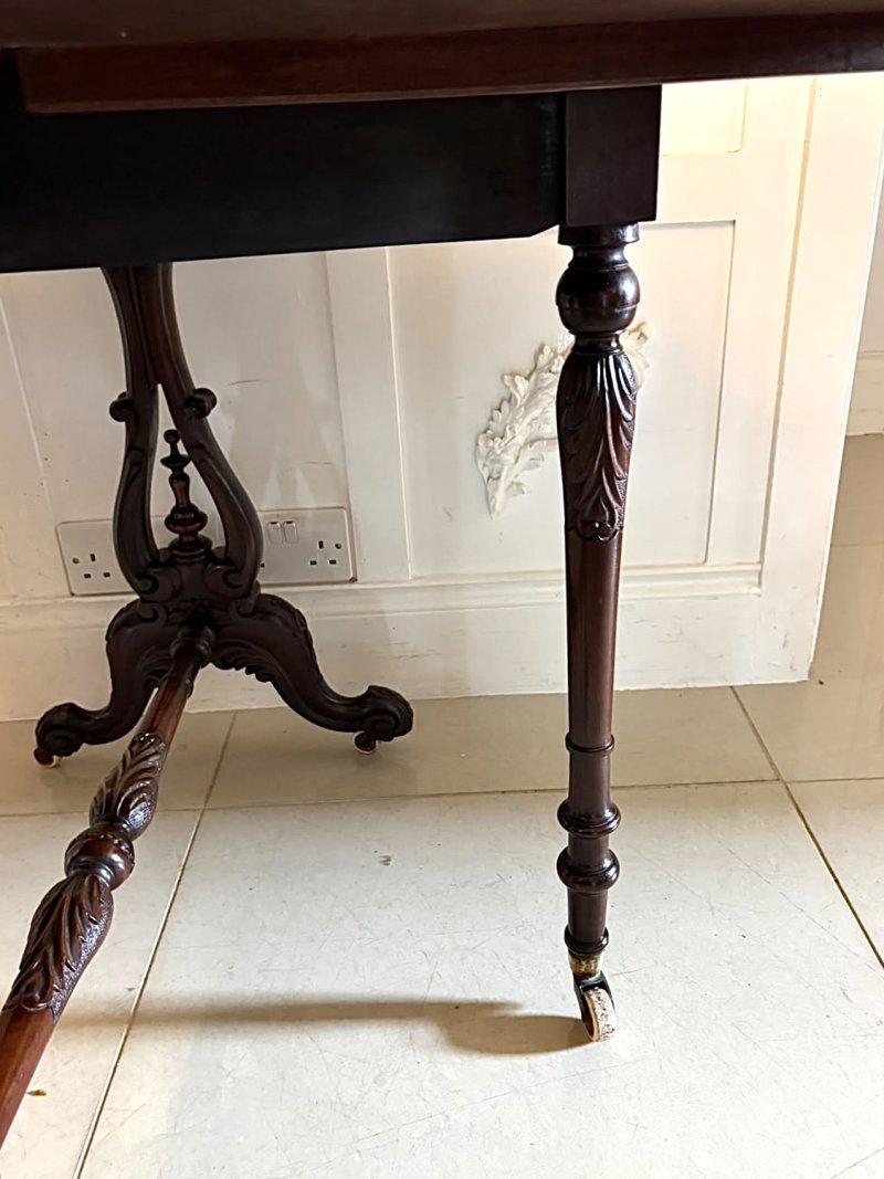 Antique Victorian Rosewood Drop Leaf Sutherland Occasional Table - Image 10