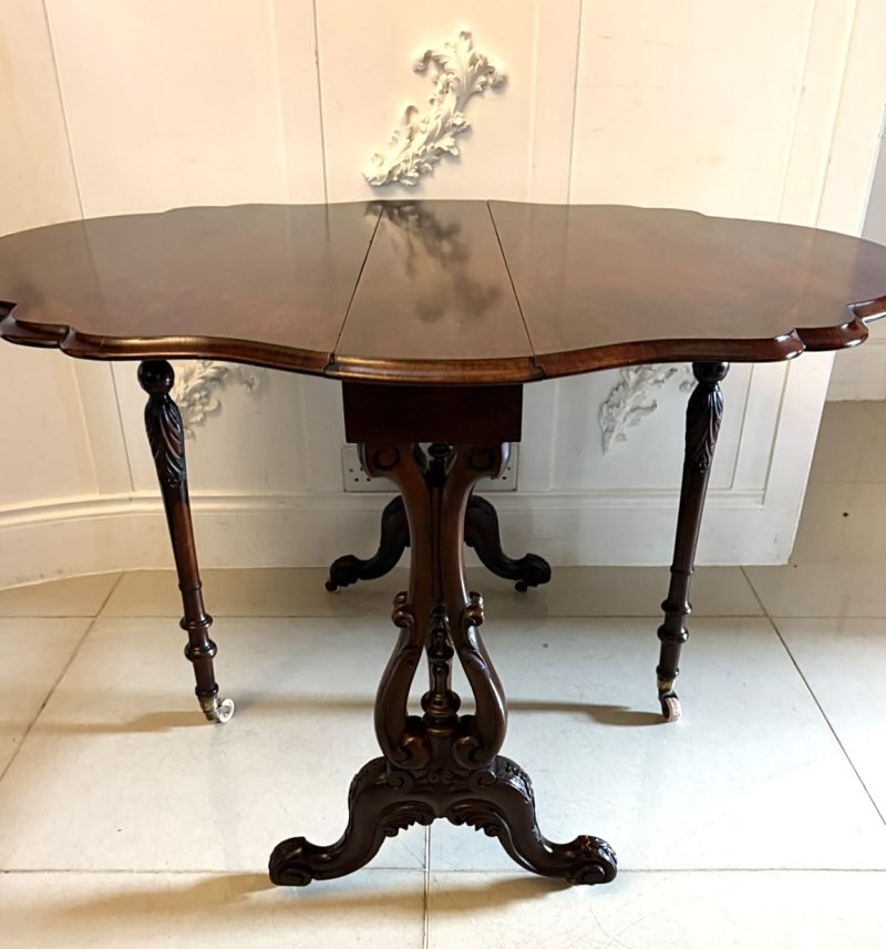 Antique Victorian Rosewood Drop Leaf Sutherland Occasional Table - Image 7