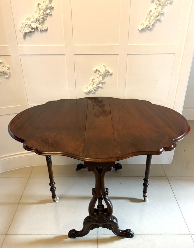 Antique Victorian Rosewood Drop Leaf Sutherland Occasional Table - Image 8