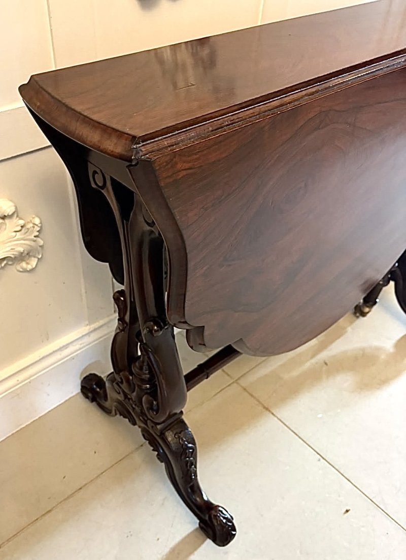 Antique Victorian Rosewood Drop Leaf Sutherland Occasional Table - Image 11