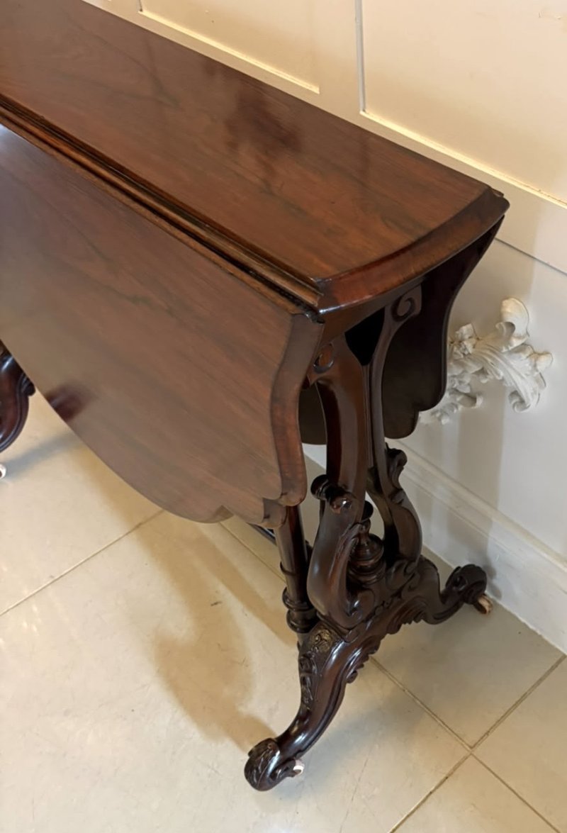 Antique Victorian Rosewood Drop Leaf Sutherland Occasional Table - Image 13