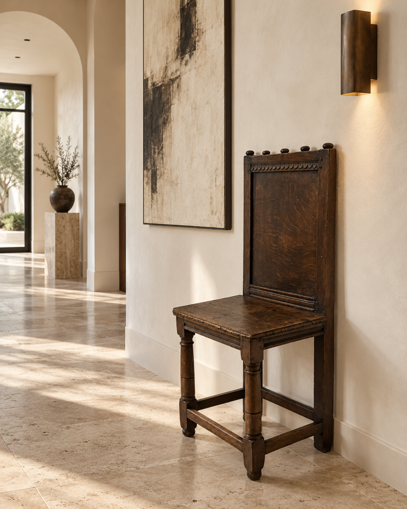 Antique 17th Century English Oak Correction Chair - Image 3