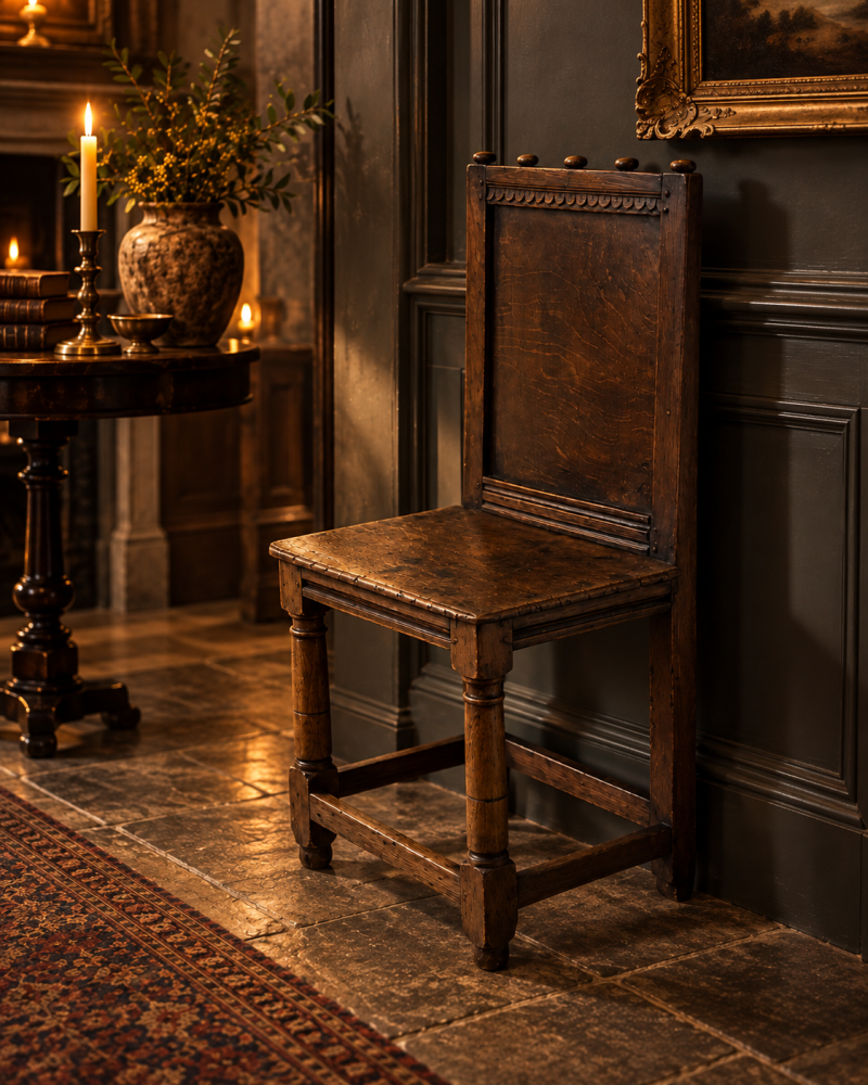 Antique 17th Century English Oak Correction Chair - Image 2