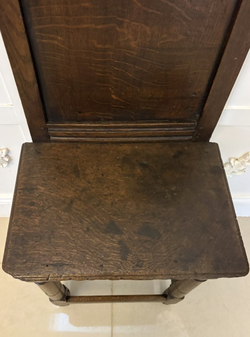 Antique 17th Century English Oak Correction Chair - Image 10