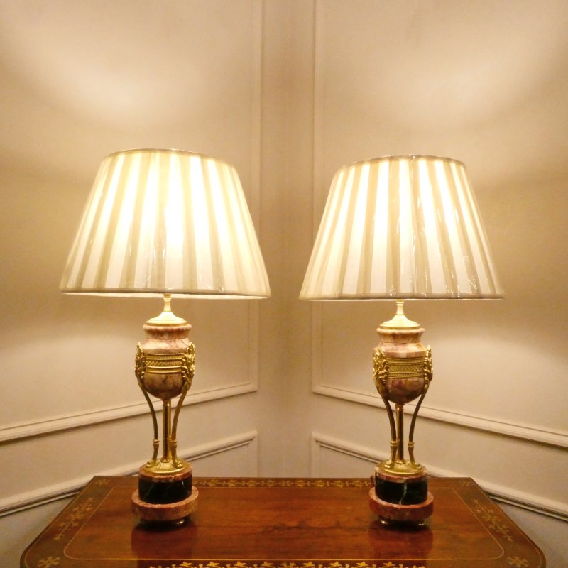 Pair of French Marble & Gilt Bronze Cassolette Table Lamps - Image 14