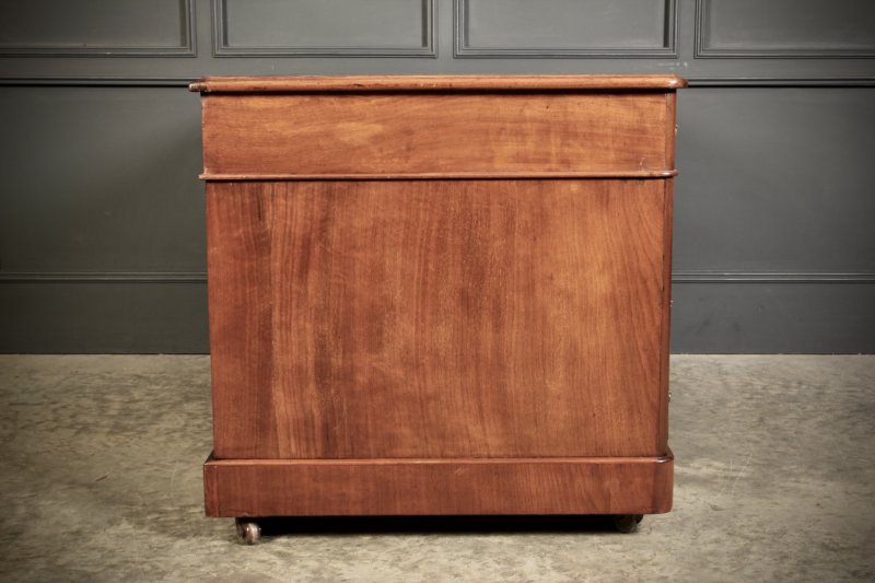 Victorian Walnut & Leather Pedestal Desk - Image 10