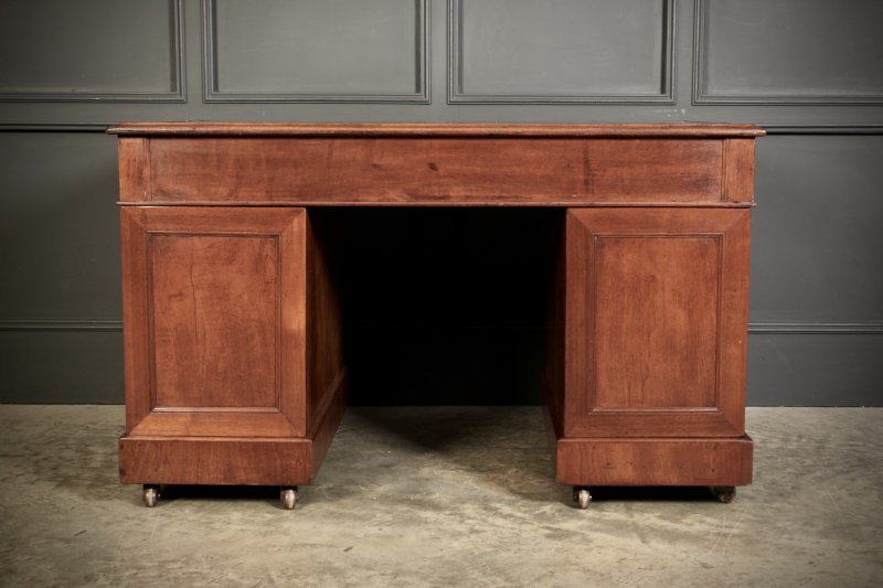Victorian Walnut & Leather Pedestal Desk - Image 9