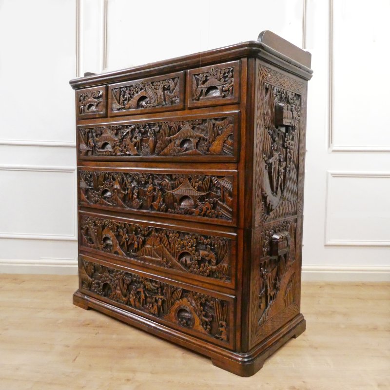 Early 20th Century Camphor Wood Campaign Chest of Drawers
