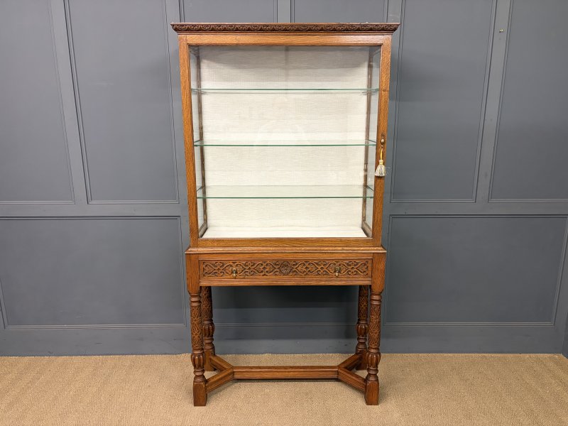 Carved Oak Display Cabinet - Image 12