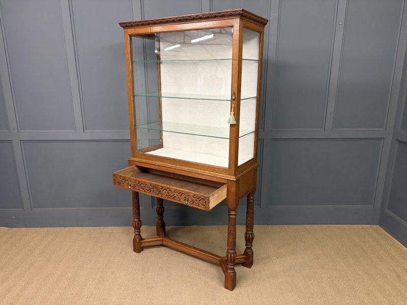 Carved Oak Display Cabinet - Image 14