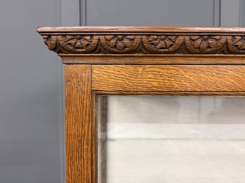 Carved Oak Display Cabinet - Image 9