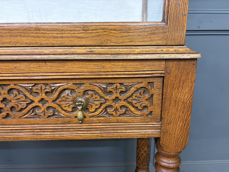 Carved Oak Display Cabinet - Image 15
