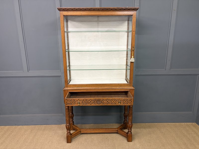 Carved Oak Display Cabinet - Image 6