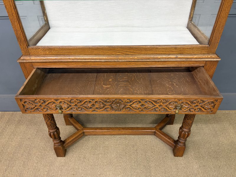 Carved Oak Display Cabinet - Image 4