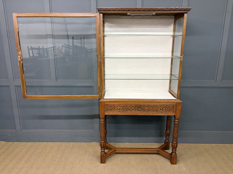 Carved Oak Display Cabinet - Image 20