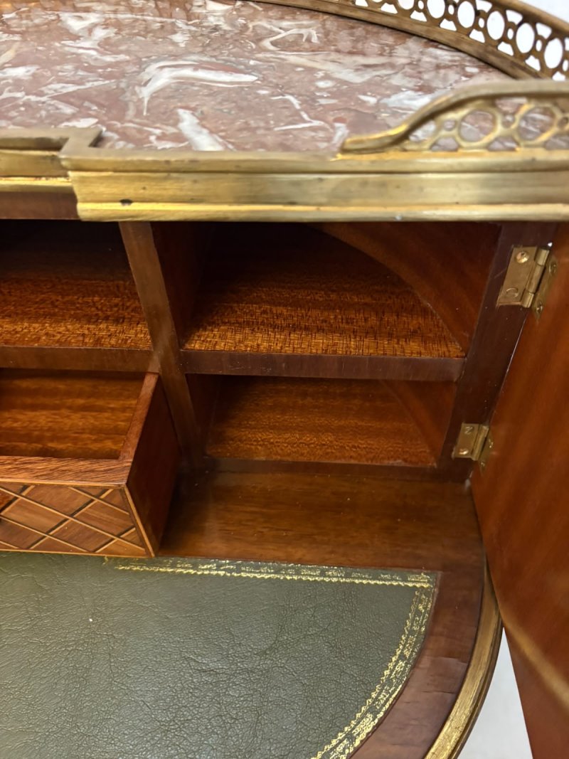 Antique French Kingwood Parquetry Freestanding Ormolu Lady’s Writing Desk Bonheur Du Jour - Image 15